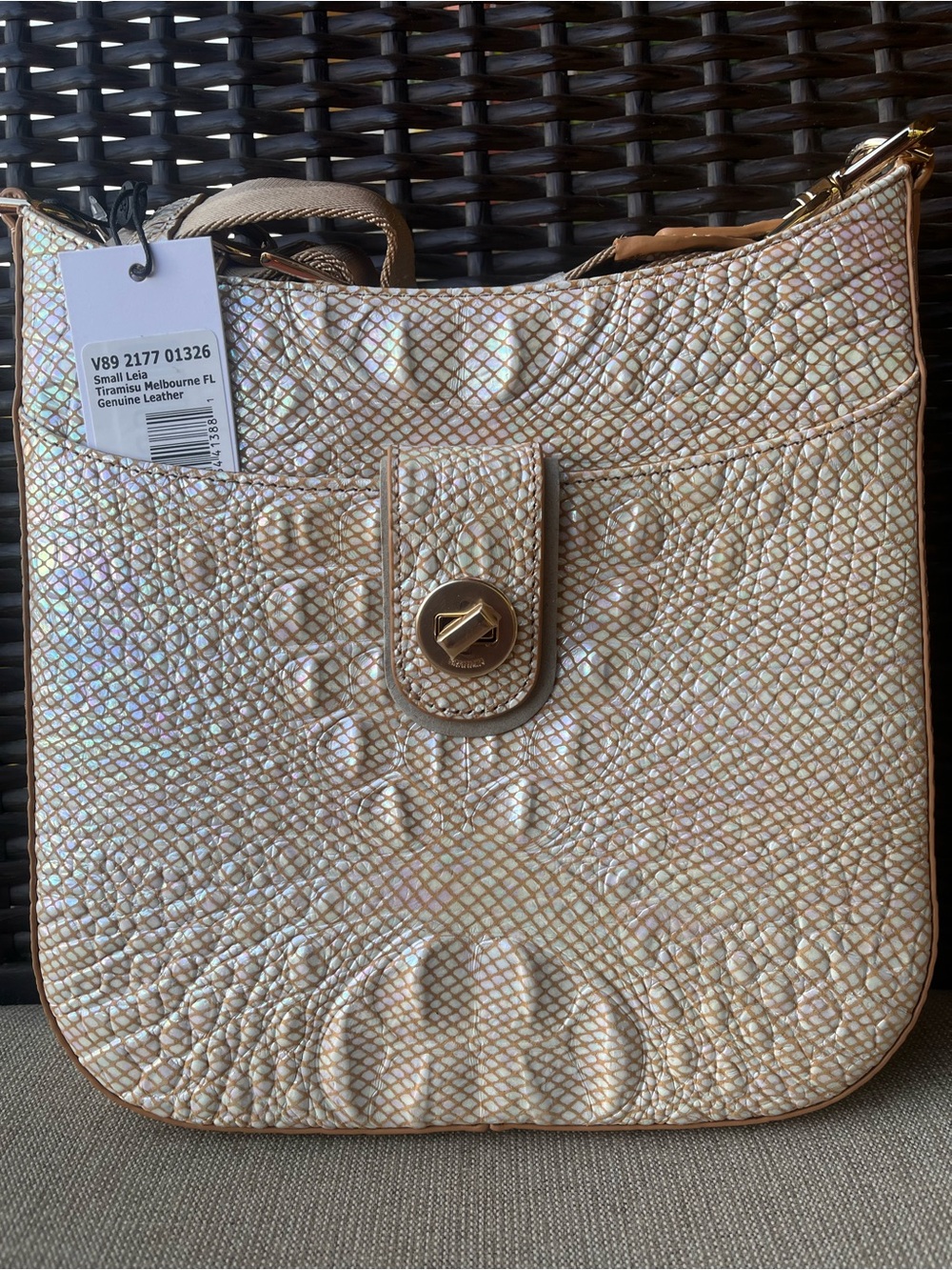 NWT Brahmin Small LEIA in Iridescent TIRAMISU Melbourne Crossbody Bag